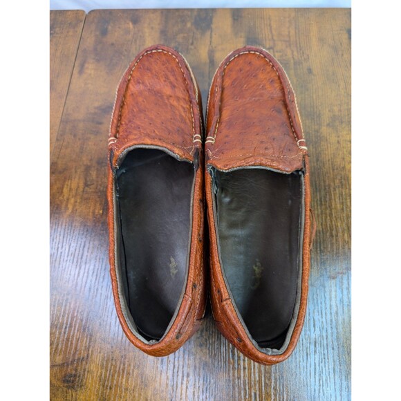 Genuine Ostrich Leather Loafers Men\'s Brown Exotic Slip-On Made In Mexico Sz 12 main image 4